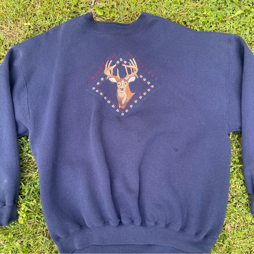 Vintage Embroidered Deer Outdoors Cabin Sweatshirt XL Made In USA 90s Tultex